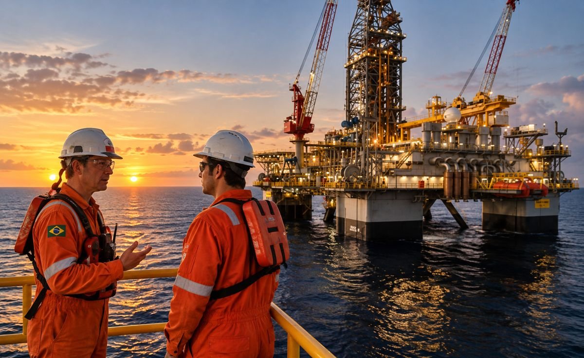 Trabalhadores offshore em plataforma marítima